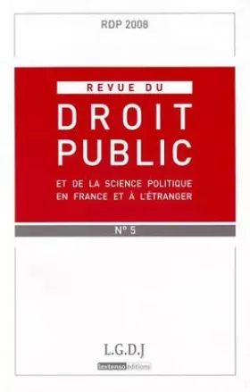 Couverture du produit · REVUE DE DROIT PUBLIC RDP N 5 2008