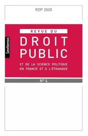Couverture du produit · Revue du droit public et de la science politique en France et à l'étranger N°4-2020