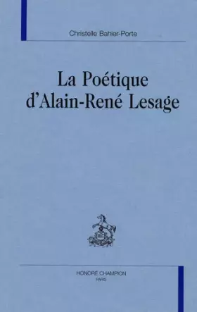 Couverture du produit · La poétique critique d'Alain-René Lesage