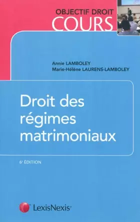 Couverture du produit · Droit des régimes matrimoniaux