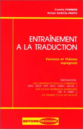 Couverture du produit · Entraînement à la traduction: Versions et thèmes espagnols