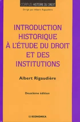 Couverture du produit · Introduction historique à l'étude du droit et des institutions