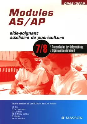 Couverture du produit · Modules AS/AP - 7/8: Transmission des informations et organisation du travail