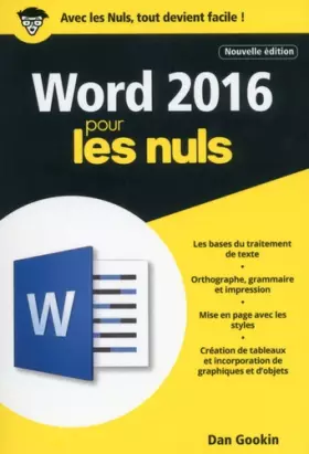 Couverture du produit · Word 2016 pour les Nuls poche, 2e édition