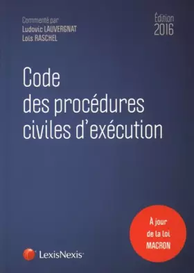 Couverture du produit · Code des procédures civiles d'exécution 2016