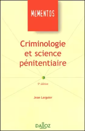 Couverture du produit · Criminologie et science pénitentiaire. 9ème édition