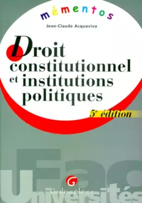 Couverture du produit · Droit Constitutionnel Et Institutions Politiques. 5eme Edition