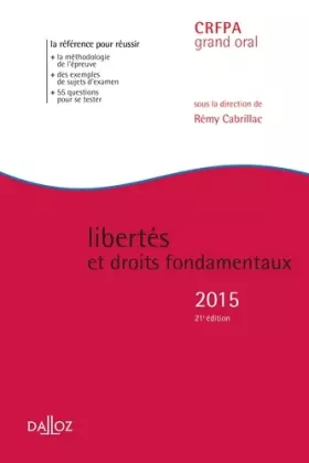 Couverture du produit · Libertés et droits fondamentaux 2015 - 21e éd.