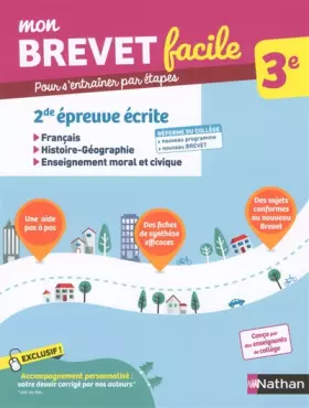 Couverture du produit · Mon Brevet facile - 2de épreuve écrite - Histoire - Géographie - EMC - Français - 3e