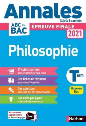 Couverture du produit · Annales ABC du Bac 2021 - Philosophie Tle - Sujets et corrigés - Enseignement commun Terminale - Contrôle continu Nouveau Bac