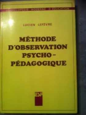 Couverture du produit · Méthode d'observation psycho-pédagogique.
