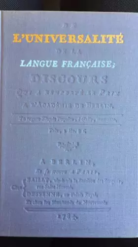 Couverture du produit · De l'universalité de la langue française