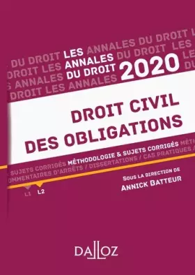 Couverture du produit · Annales Droit civil des obligations 2020: Méthodologie & sujets corrigés
