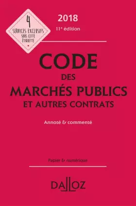 Couverture du produit · Code des marchés publics et autres contrats: Annoté & commenté