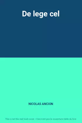 Couverture du produit · De lege cel