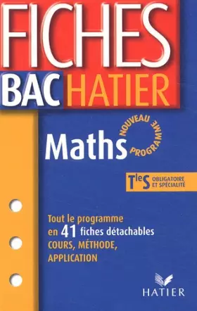Couverture du produit · Fiches Bac Hatier : Maths, terminale S - Enseignements obligatoire et de spécialité