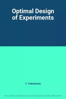 Couverture du produit · Optimal Design of Experiments