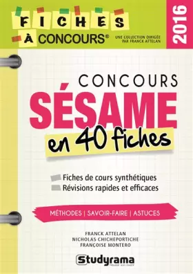 Couverture du produit · Concours sésame en 40 fiches 2016