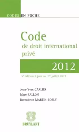 Couverture du produit · Code de droit international privé 2012