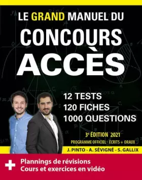 Couverture du produit · Le grand manuel du concours ACCES: 12 tests blancs, 120 fiches de cours, 120 vidéos de cours, 1000 questions