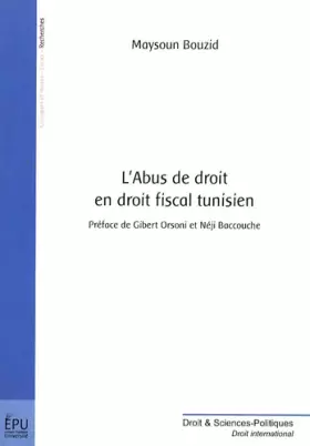 Couverture du produit · L'abus de droit en droit fiscal tunisien