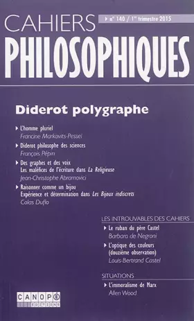 Couverture du produit · Cahiers Philosophiques 140 : Diderot Polygraphe
