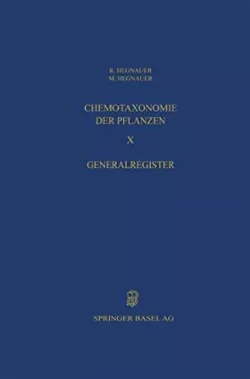Couverture du produit · Chemotaxonomie Der Pflanzen: Register