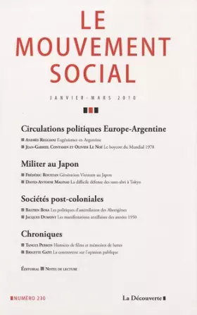 Couverture du produit · Circulations politiques Europe-Argentine / Militer au Japon / Sociétés post-coloniales