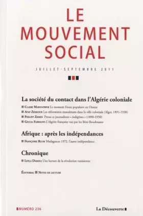 Couverture du produit · La société du contact dans l'Algérie coloniale
