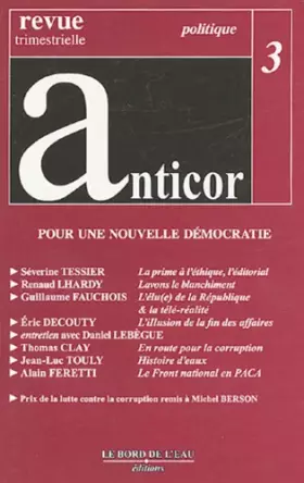 Couverture du produit · Revue Anticor n° 3 : Pour une nouvelle démocratie