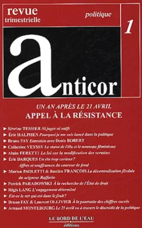 Couverture du produit · Anticor, numéro 1 : Appel à la résistance