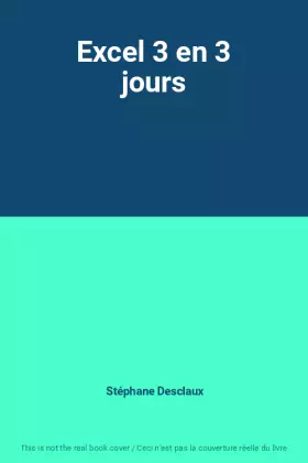Couverture du produit · Excel 3 en 3 jours
