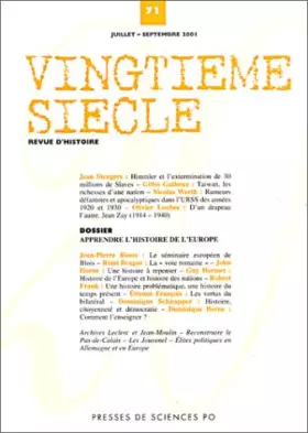 Couverture du produit · Vingtième siècle, numéro 71, juillet - septembre 2001: Revue d'histoire