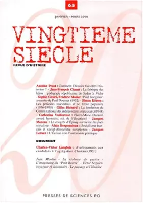 Couverture du produit · Le vingtième siècle, numéro 65 - janvier-mars 2000