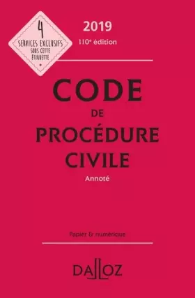 Couverture du produit · Code de procédure civile 2019, annoté - 110e éd.