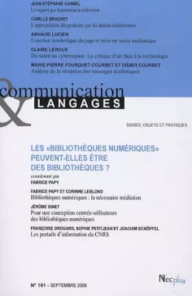 Couverture du produit · Communication et Langages, N° 161, Septembre 20 : Les