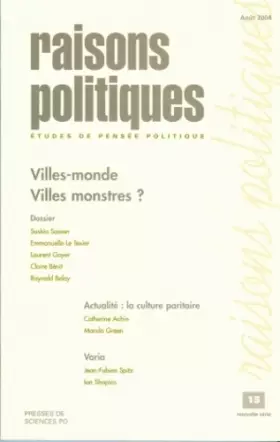 Couverture du produit · Revue raisons politiques nø15 aout 2004
