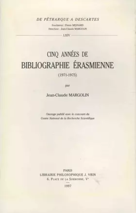 Couverture du produit · Cinq années de bibliographie érasmienne (1971-1975)