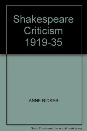 Couverture du produit · Shakespeare Criticism 1919-35