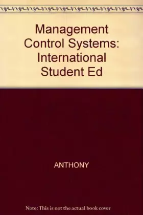 Couverture du produit · Management Control Systems: International Student Ed