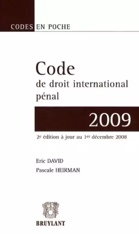 Couverture du produit · Code de droit international pénal 2009