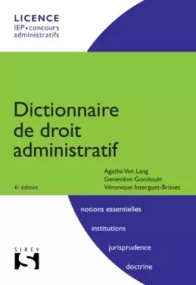Couverture du produit · Dictionnaire de droit administratif - 6e éd.: Dictionnaires Sirey