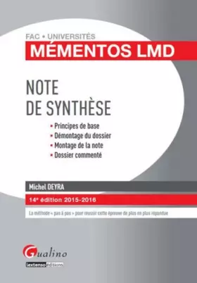 Couverture du produit · Mémentos LMD - La note de synthèse, 14ème Ed.