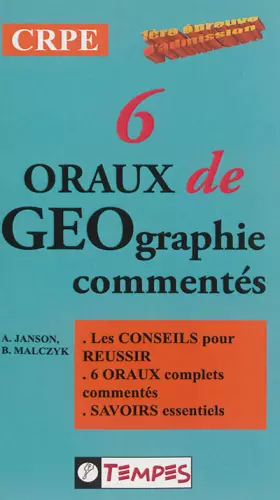 Couverture du produit · 6 ORAUX DE GEOGRAPHIE commentés