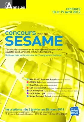 Couverture du produit · Concours SESAME : Annales, sujets et corrigés officiels