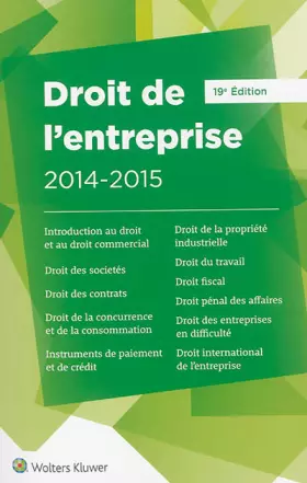Couverture du produit · Droit de l'entreprise 2014/2015 : L'essentiel pour comprendre le droit