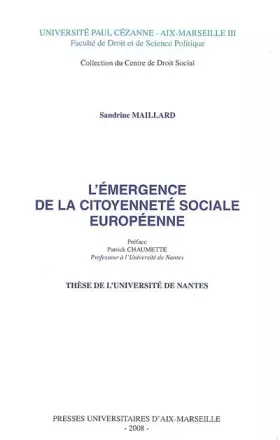 Couverture du produit · L'émergence de la citoyenneté sociale européenne