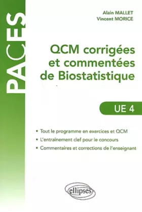 Couverture du produit · QCM Commentées et Corrigées de Biostatistique UE4