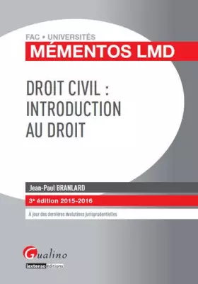 Couverture du produit · Droit civil : Introduction au droit, 3ème Ed.