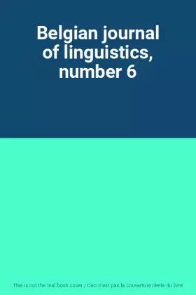 Couverture du produit · Belgian journal of linguistics, number 6